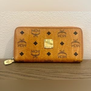 Classic MCM Visetos Zip Around Wallet